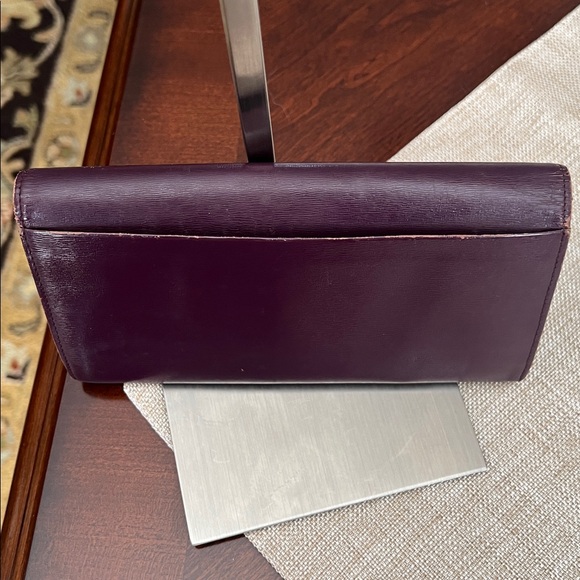 Givenchy Plum Leather Continental Wallet with Silver-Tone Logo GUC - Picture 13 of 17